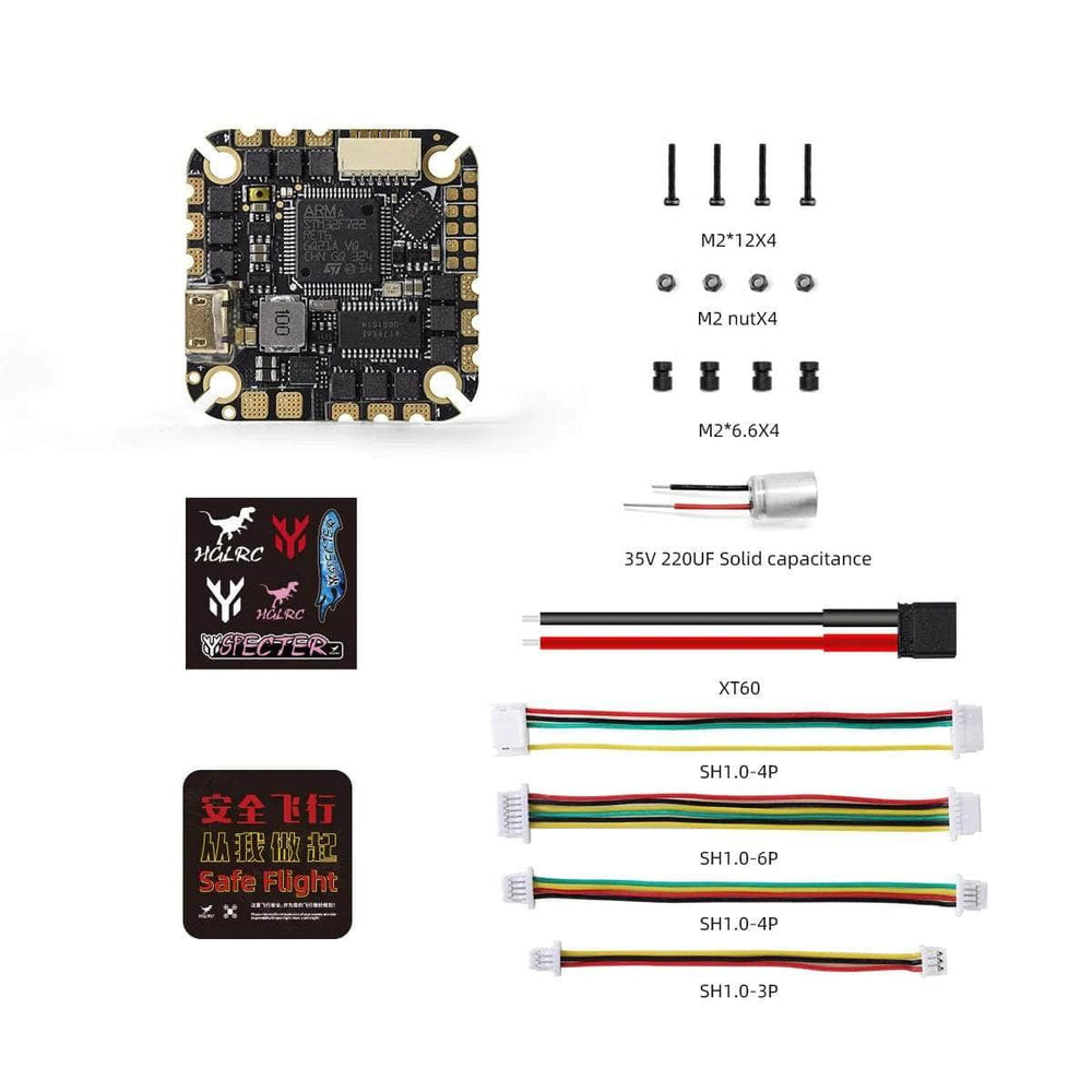 HGLRC SPECTER F722 4-6S AIO Whoop/Toothpick Flight Controller (w/ 40A 8Bit 4in1 ESC) - MPU6000