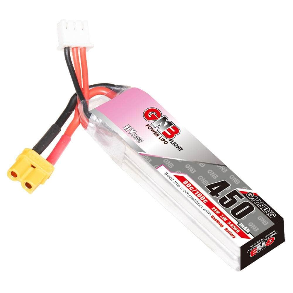 Gaoneng GNB 7.6V 2S 450mAh 80C LiHV Micro Battery (Long Type) - XT30