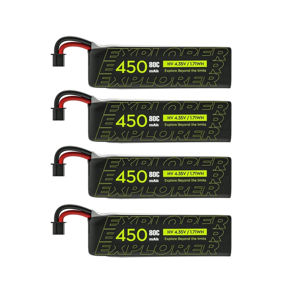 Flywoo Explorer V2 3.8V 1S 450mAh 80C LiHV Battery 4 Pack - A30