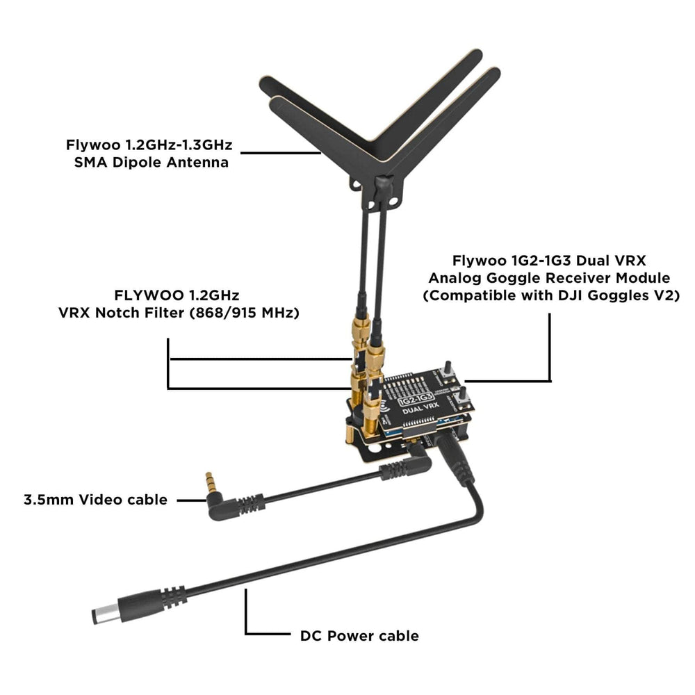 FLYWOO VRX Flywoo VRX 1G2-1G3 Dual 9CH 1.2/1.3GHz Analog Goggle Receiver Module (Compatible with DJI Goggles V2)