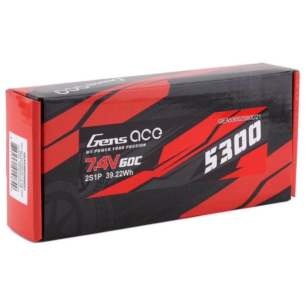 GEA53002S60D21, Gens Ace 2s LiPo Battery 60C w/T-Style Connector (7.4V/5300mAh)