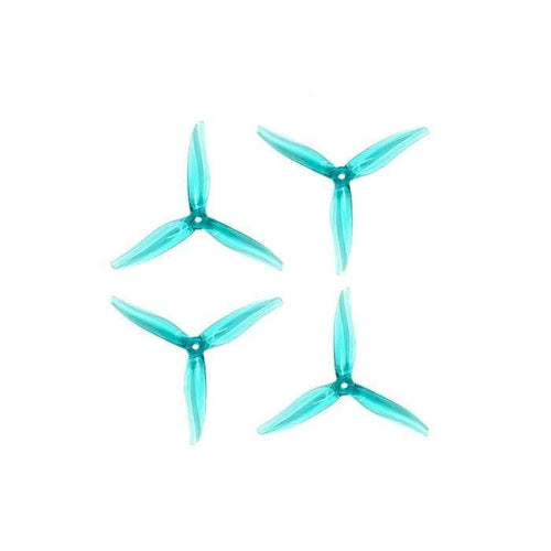 GEMFAN PROPS Clear Cyan Gemfan Hurricane MAX 51377 3-Blade Propeller (Set of 4)