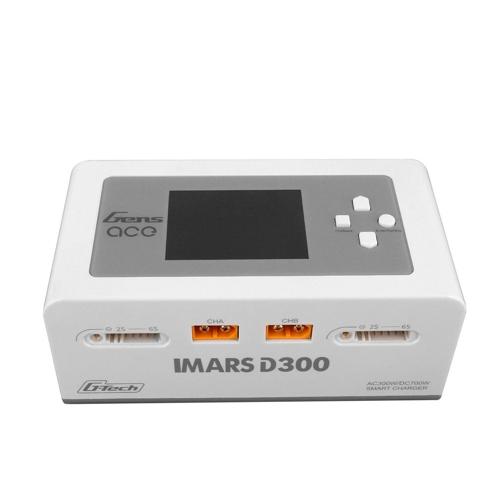 Gens Ace iMars D300 G-Tech AC/DC 300W/700W 1-6S 16A LiPo Charger - White - XT60