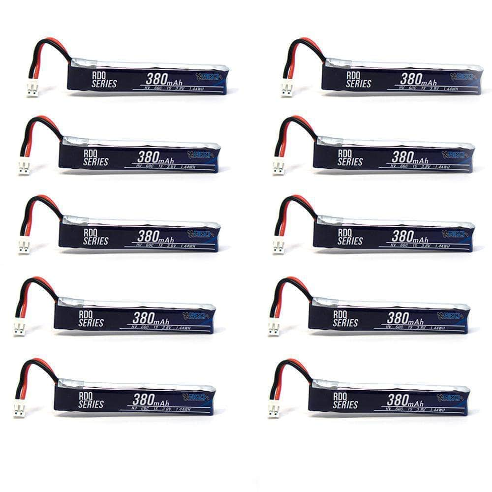 GNB Battery 10 PACK of RDQ Series 3.8V 1S 380mAh 60C LiHV Whoop/Micro Battery - Cabled PH2.0