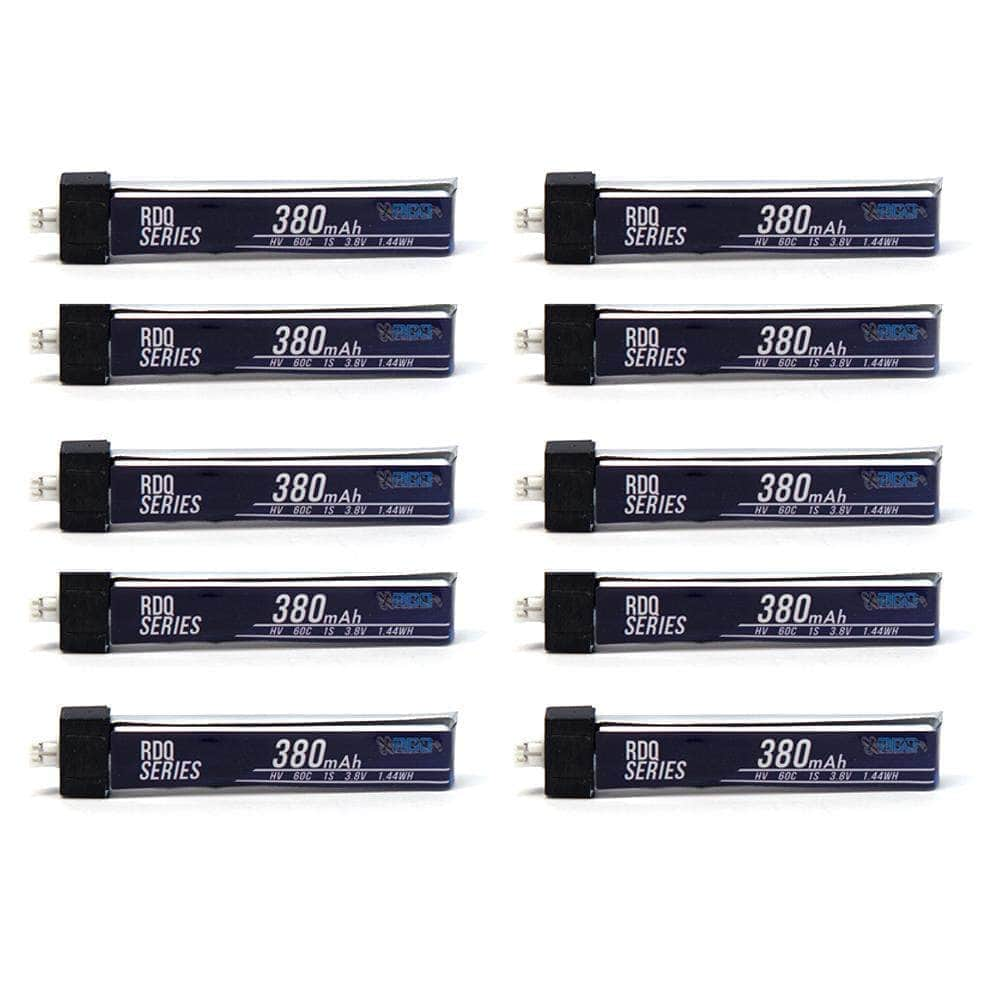 GNB Battery 10 PACK of RDQ Series 3.8V 1S 380mAh 60C LiHV Whoop/Micro Battery - PH2.0 Plastic Head