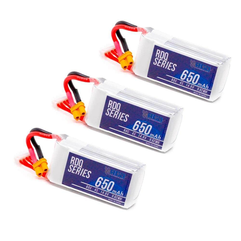 GNB Battery 3 PACK of RDQ Series 14.8V 4S 650mAh 80C LiPo Micro Battery - XT30