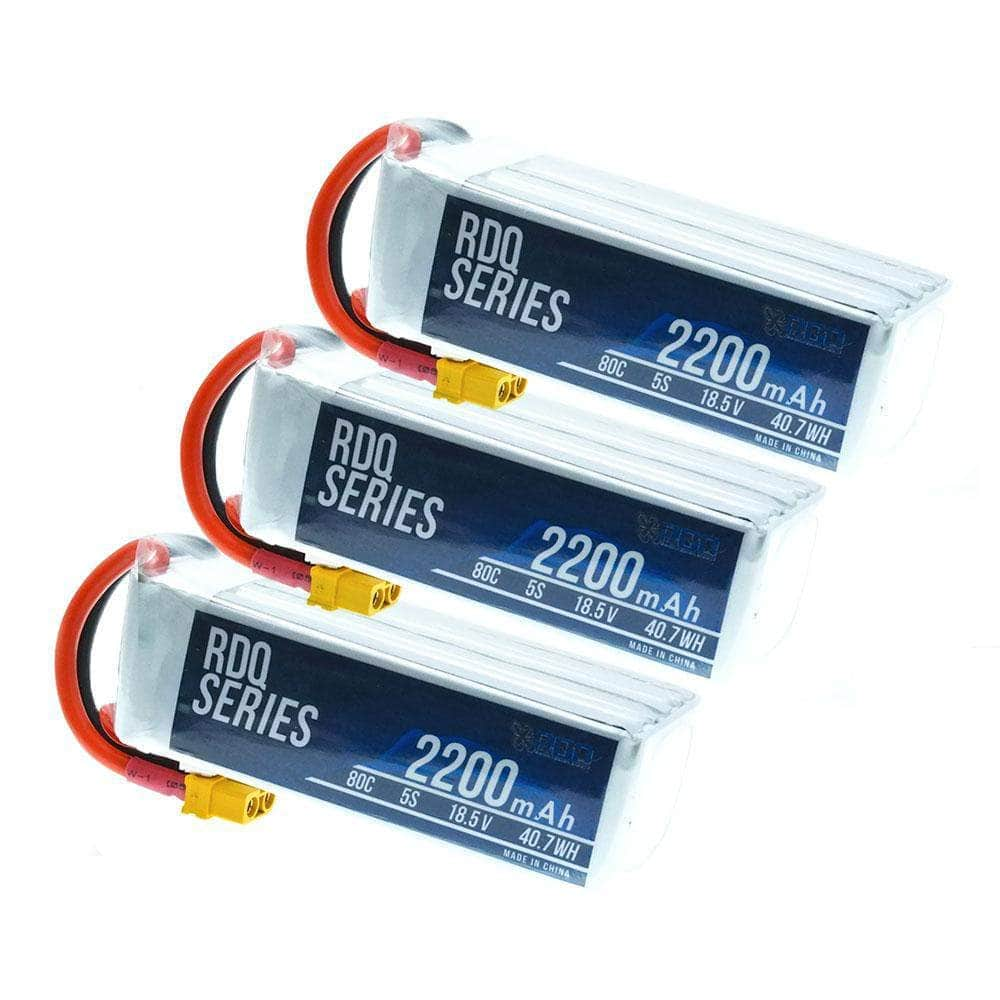 GNB Battery 3 PACK of RDQ Series 18.5V 5S 2200mAh 80C Long Range LiPo Battery - XT60