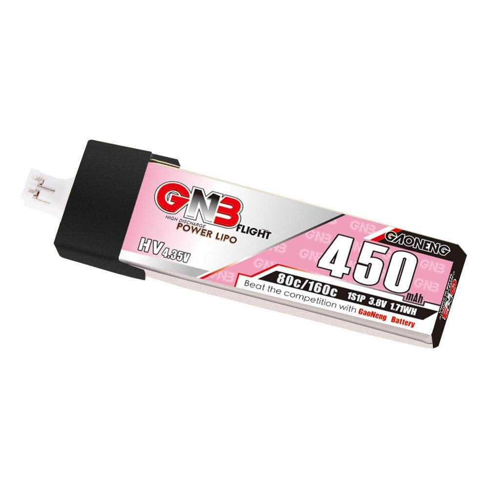 GNB Battery Gaoneng GNB 3.7V 1S 450mAh 80C LiHV Whoop/Micro Battery w/ Plastic Head - PH2.0