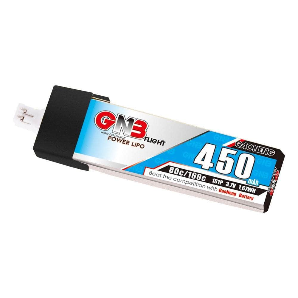 GNB Battery Gaoneng GNB 3.7V 1S 450mAh 80C LiPo Whoop/Micro Battery w/ Plastic Head - PH2.0