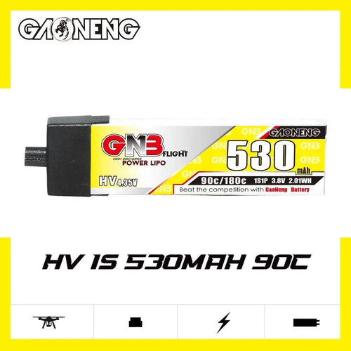 GNB Battery Gaoneng GNB 3.8V 1S 530mAh 90C LiHV Whoop/Micro Battery w/ Plastic Head - A30