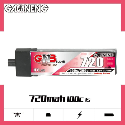 GNB Battery Gaoneng GNB 3.8V 1S 720mAh 100C LiHV Whoop/Micro Battery w/ Plastic Head - A30