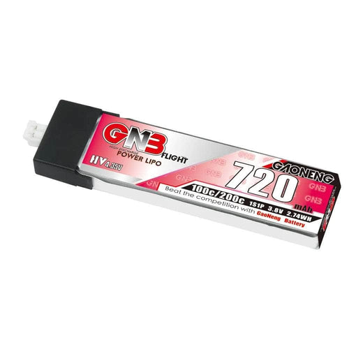 GNB Battery Gaoneng GNB 3.8V 1S 720mAh 100C LiHV Whoop/Micro Battery w/ Plastic Head - PH2.0