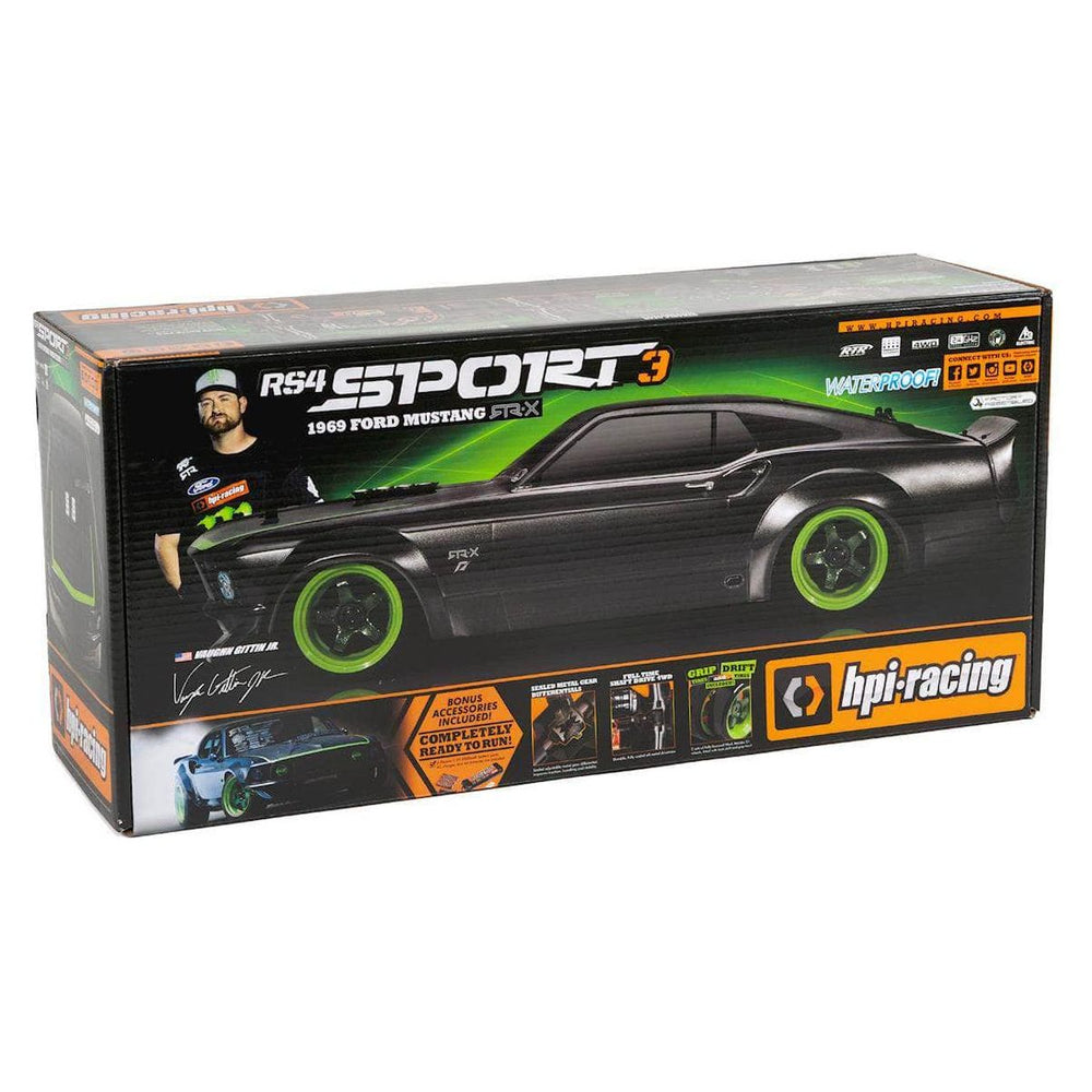 HPI120102, HPI RS4 Sport 3 RTR Touring Car w/1969 Mustang RTR-X Body w/2.4GHz Radio, 7.2V Battery & Charger