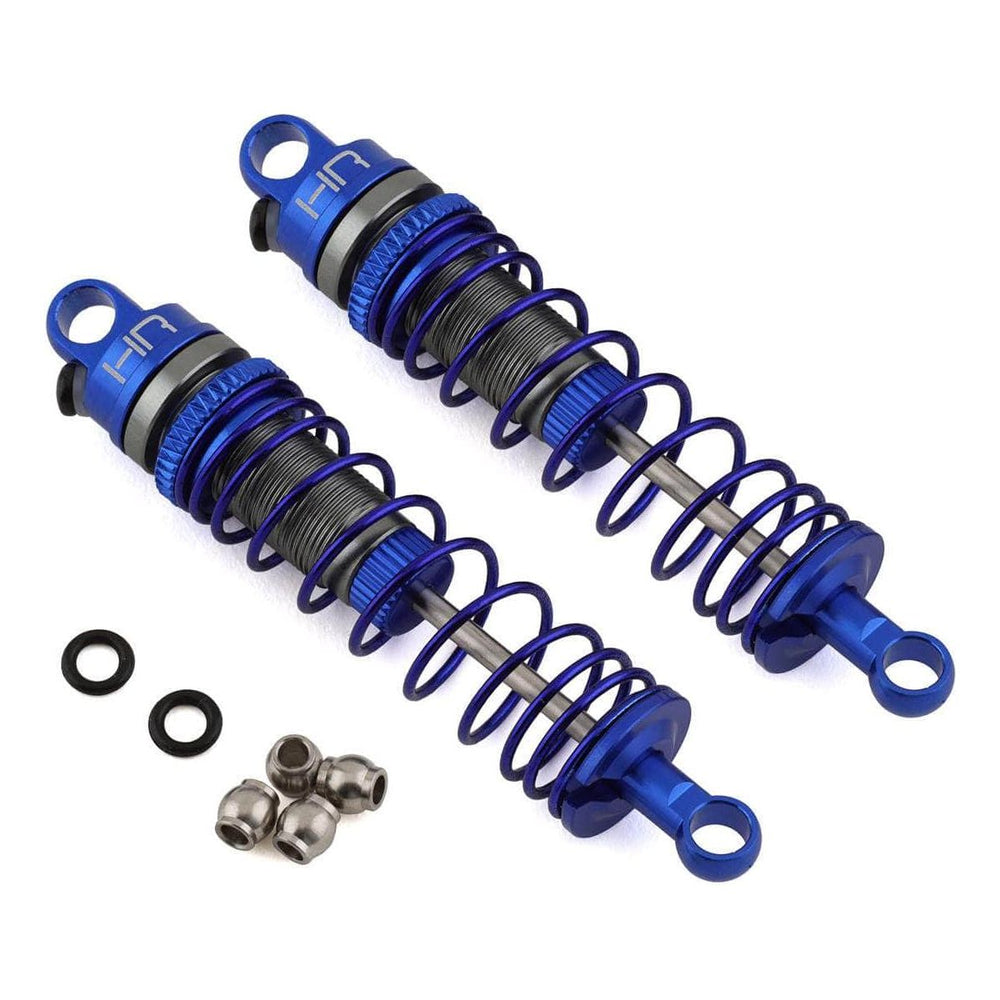 HRAMTT62DP01, Hot Racing Losi Mini-T 2.0 Aluminum Rear Threaded Shock Set (Blue) (2)