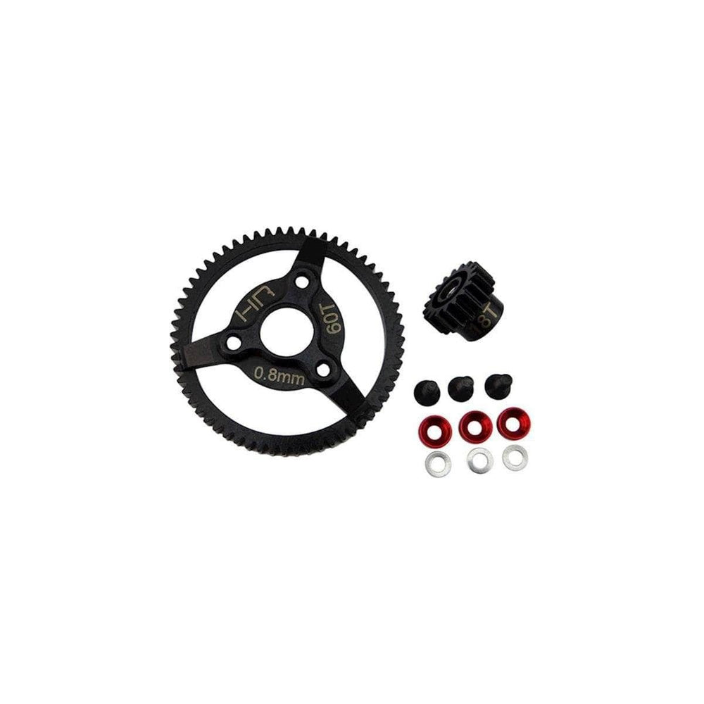 HRASTE260, Hot Racing Traxxas 32P Steel Pinion & Spur Gear Set (Red) (18T/60T)