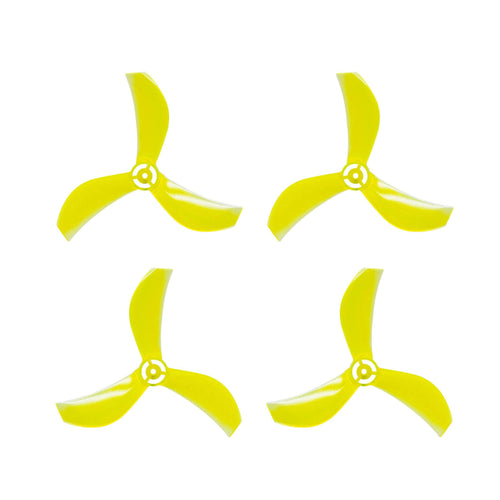 NewBeeDrone Drone Propellers Clear Yellow NewBeeDrone Azi (Tri-Blade) Micro Propellers 40mm - 1.0mm Shaft (Set of 4)