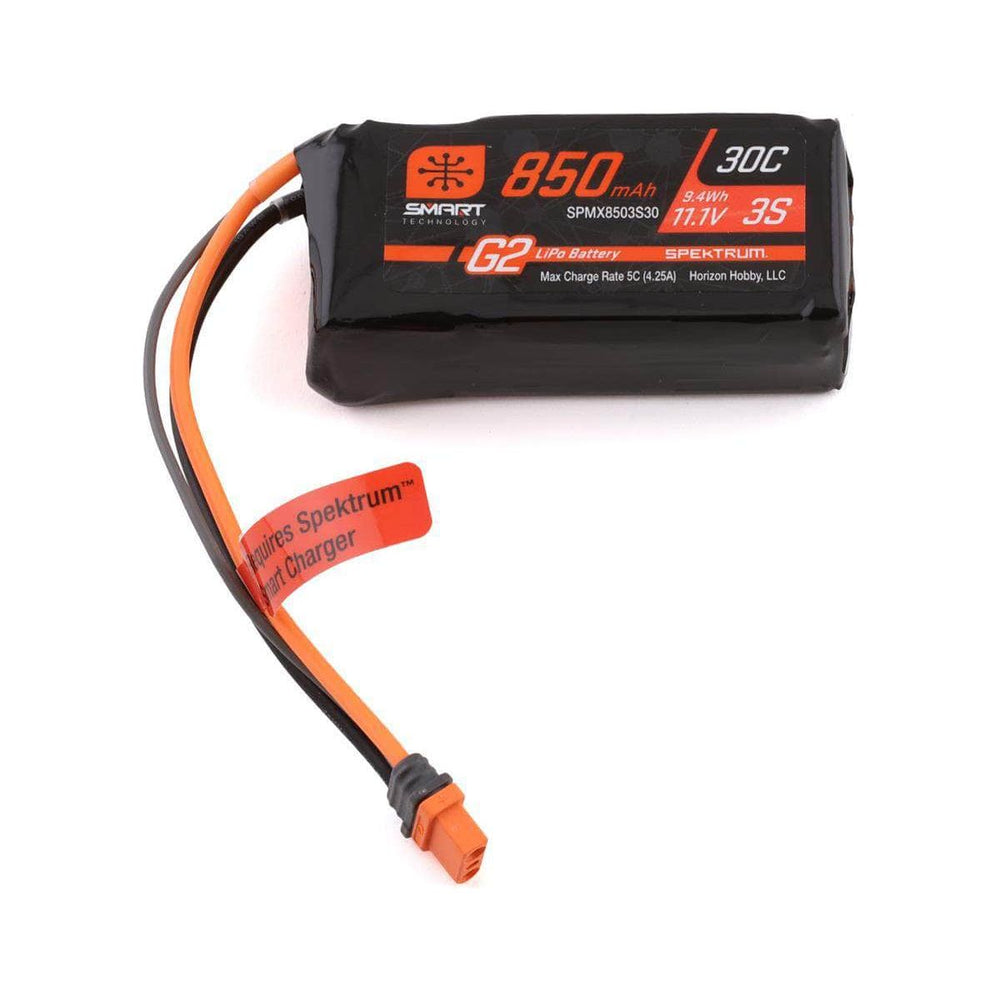 SPMX8503S30, Spektrum RC 3S Smart G2 LiPo 30C Battery Pack w/IC2 Connector (11.1V/850mAh)