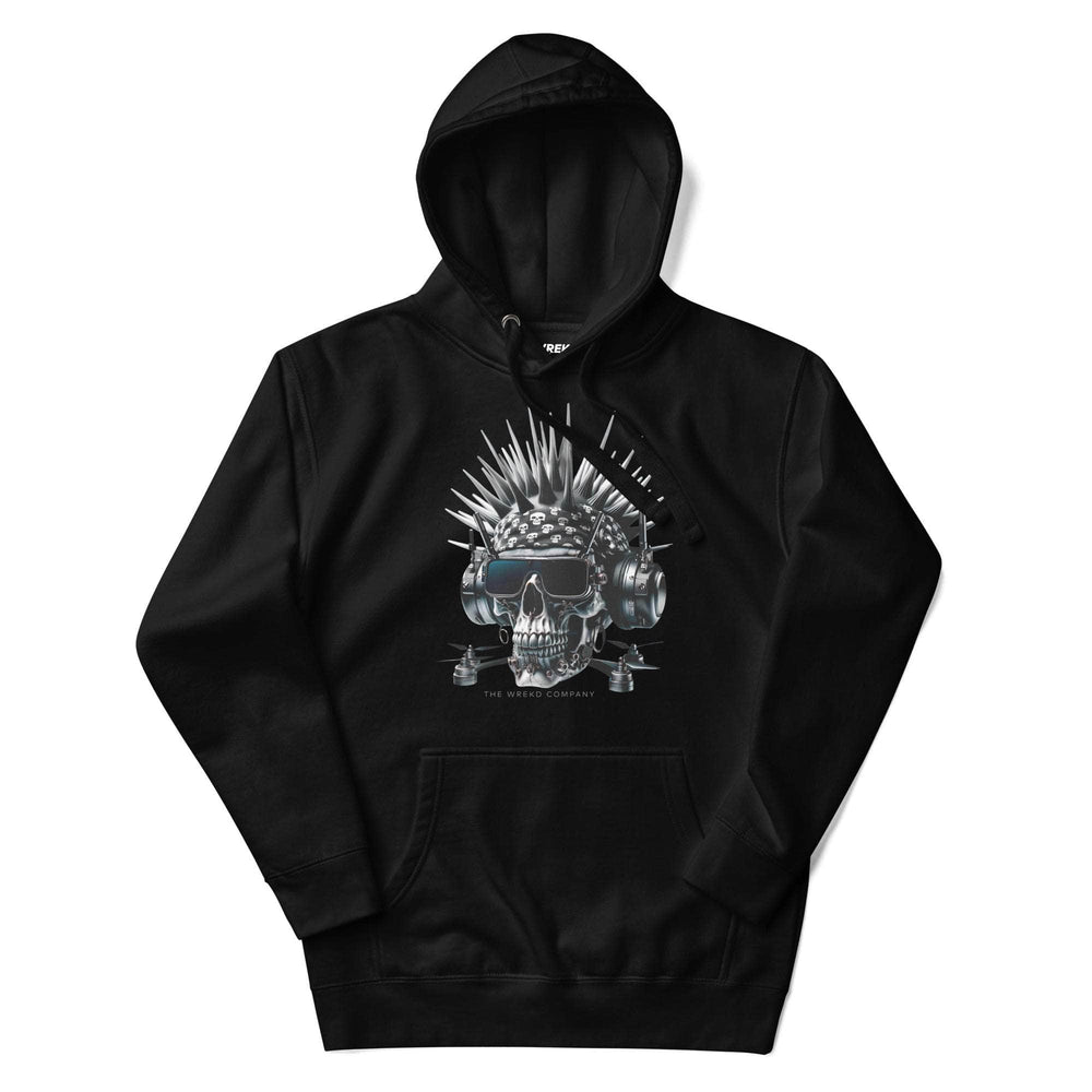 Cyberpunk FPV Skull Unisex Hoodie by WREKD Co. - Choose White or Black