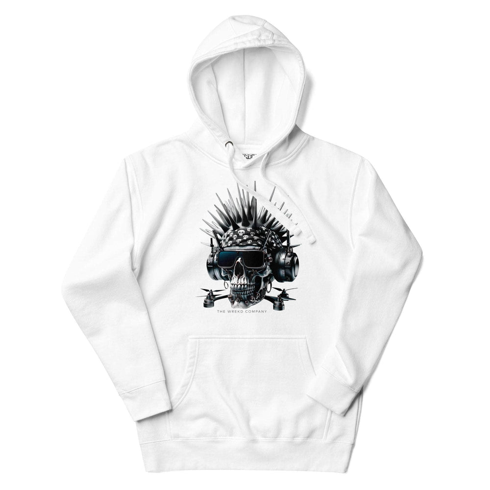 Cyberpunk FPV Skull Unisex Hoodie by WREKD Co. - Choose White or Black