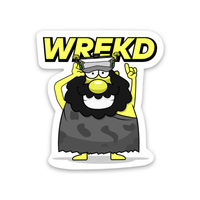 WREKD Co. WREKD Swag Caveman Sticker w/ Goggles and WREKD Logo w/ White Trim