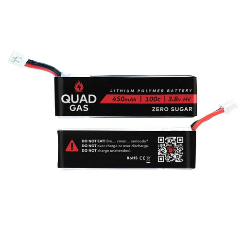 WREKD Co. Battery Quad Gas 1S 450mAh 100C Battery for Micro/Whoops (1pc) - Choose Connector