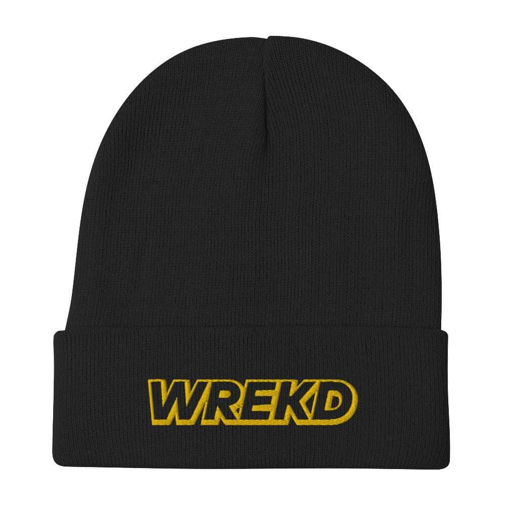 WREKD Co. WREKD Swag WREKD Gold on Black Logo Knit Beanie