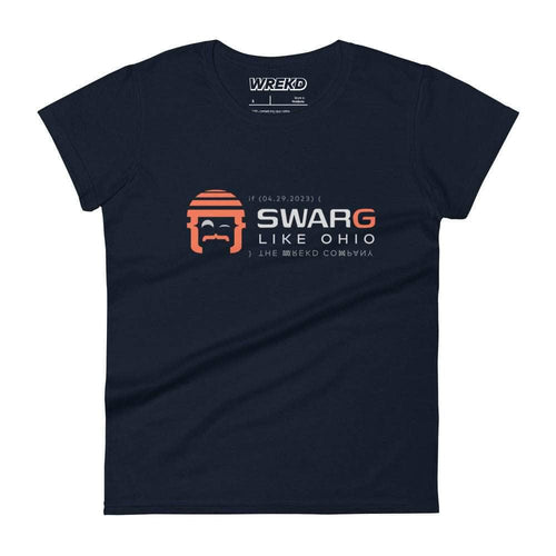 WREKD Co. Navy / L WREKD "SWARG LIKE OHIO" Parody Goggle Dooms Day Women's Tee