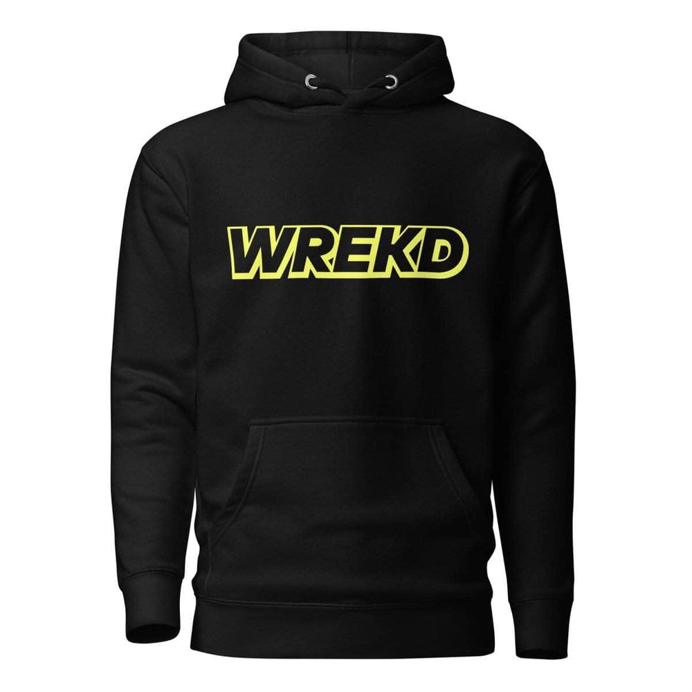 WREKD Yellow on Black Logo Premium Unisex Hoodie