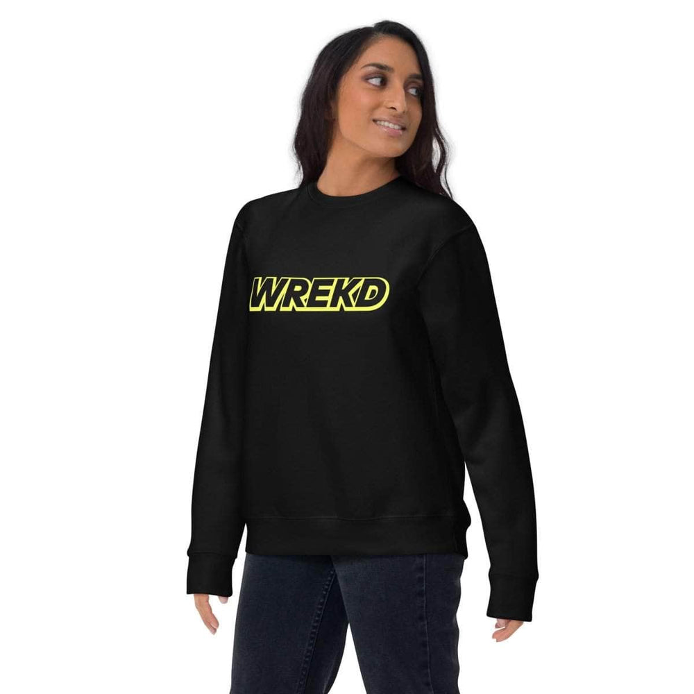 WREKD Yellow on Black Logo Unisex Premium Sweatshirt