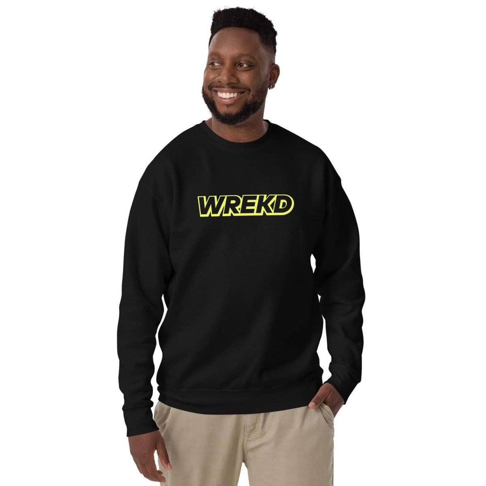 WREKD Yellow on Black Logo Unisex Premium Sweatshirt