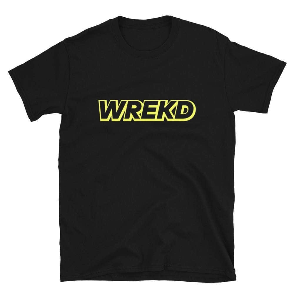 WREKD Yellow on Black Short-Sleeve Unisex Logo Tee