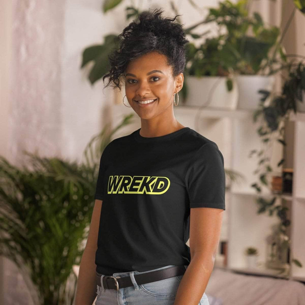 WREKD Yellow on Black Short-Sleeve Unisex Logo Tee