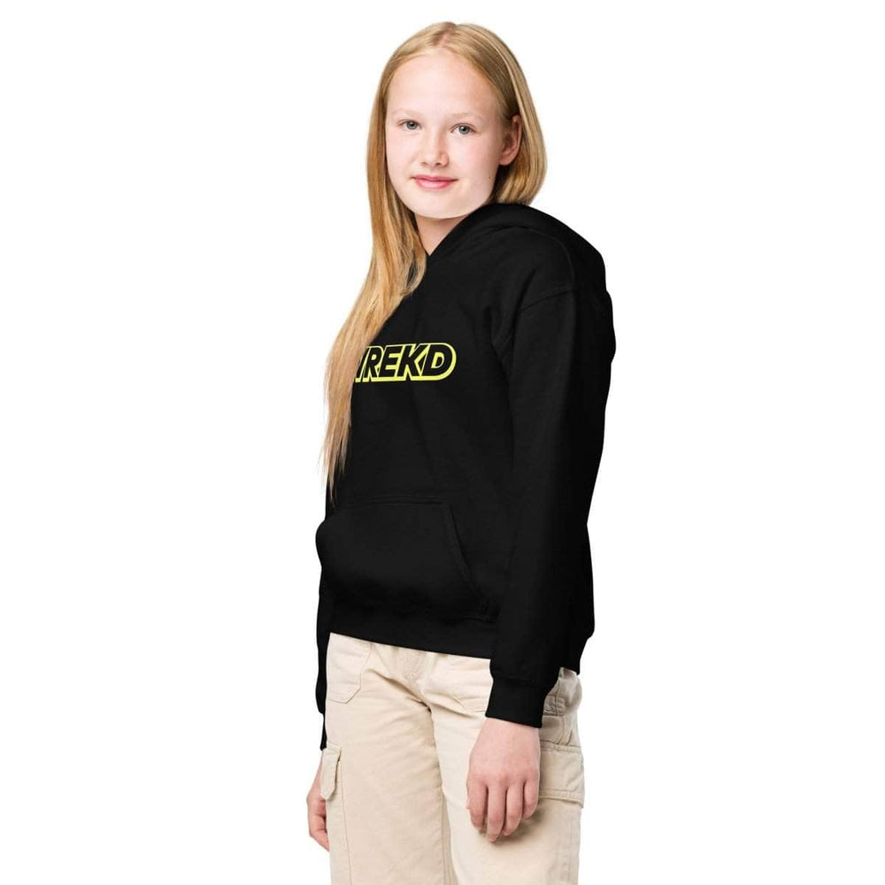 WREKD Yellow on Black Youth Heavy Blend Logo Hoodie