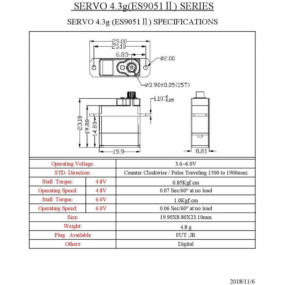 EMAX ES9051 4.3g Digital Mini Servo