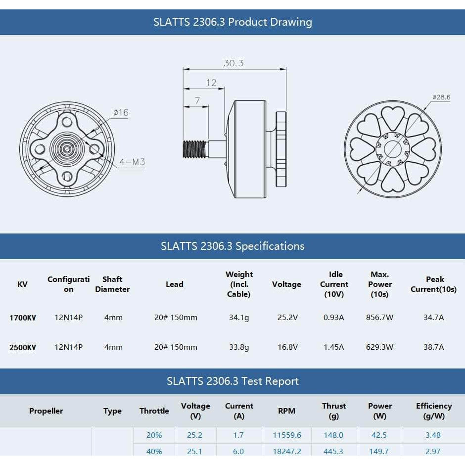 T-Motor Slatts 2306.3 1700Kv Motor