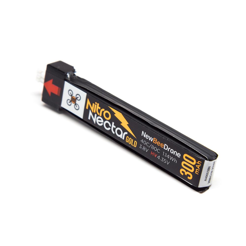 NewBeeDrone Nitro Nectar Gold 3.8V 1S 300mAh 40/80C LiHV Whoop/Micro Battery - PH2.0 Plastic Head - RaceDayQuads