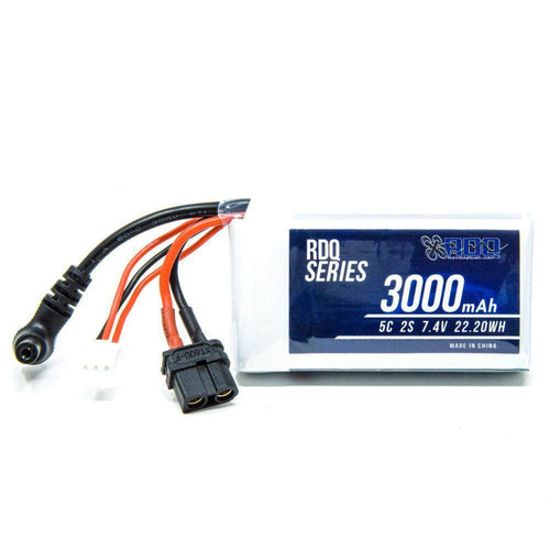 RDQ Series 7.4V 2S 3000mAh FPV Goggle LiPo Battery w/ Charge Indicator - Barrel Jack & XT60 - RaceDayQuads