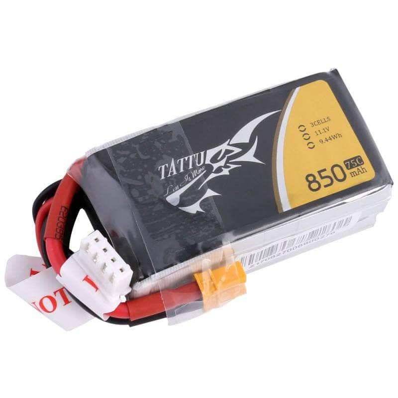 Tattu 11.1V 3S 850mAh 75C LiPo Micro Battery - XT30 - RaceDayQuads