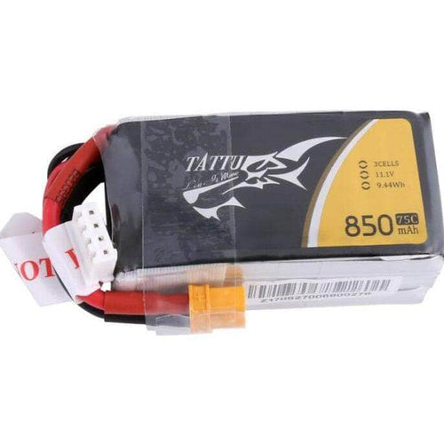 Tattu 11.1V 3S 850mAh 75C LiPo Micro Battery - XT30 - RaceDayQuads