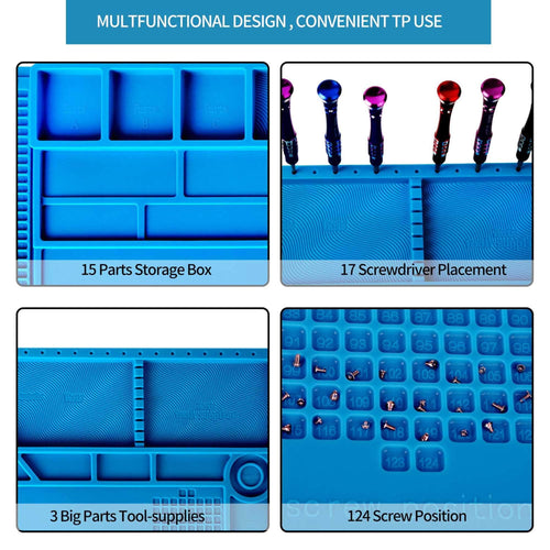 S-180A1 Large Heat Resistant Silicone Soldering Work Mat w/ Magnets - RaceDayQuads