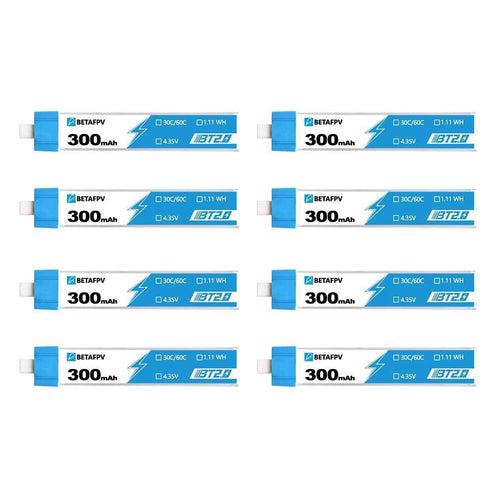 BETAFPV Battery BetaFPV 3.8V 1S 300mAh 30C LiHV Whoop/Micro Battery 8 Pack - BT2.0