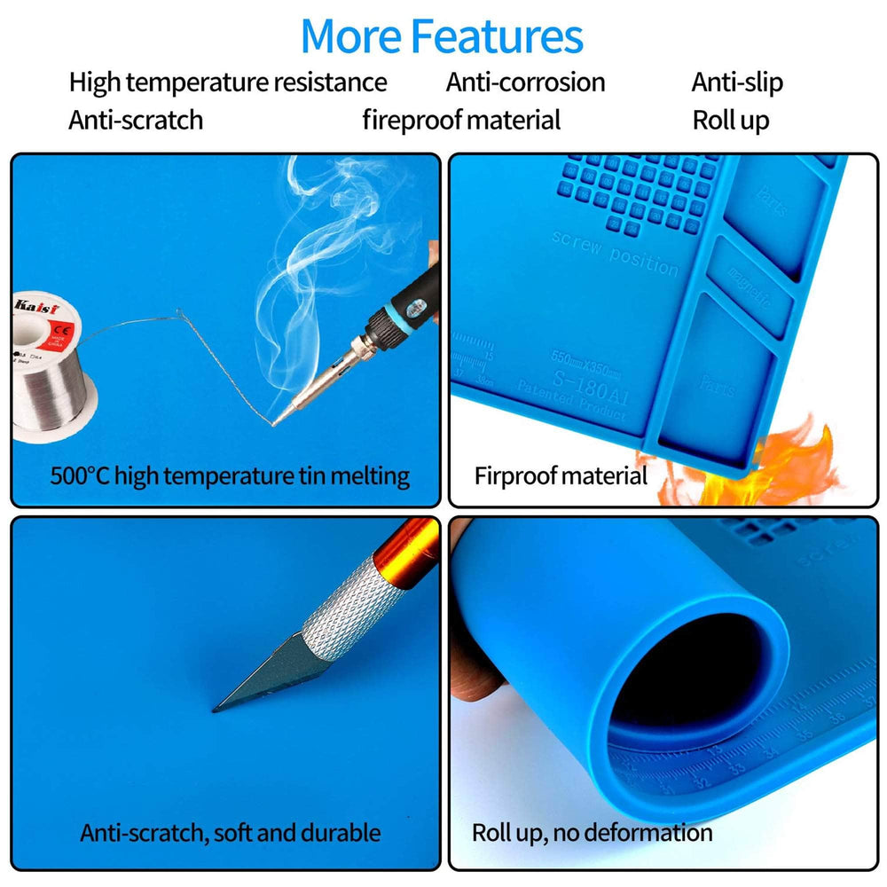 CHEN Tool S-180A1 Large Heat Resistant Silicone Soldering Work Mat w/ Magnets