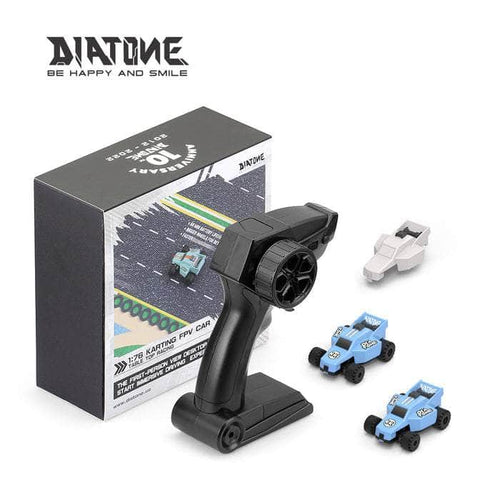 DIATONE Quad Diatone 1:76 Q33 Karting 60min RTR Two Car Kit w/ 2 Cars, Extra Body, Transmitter, Charger - Blue