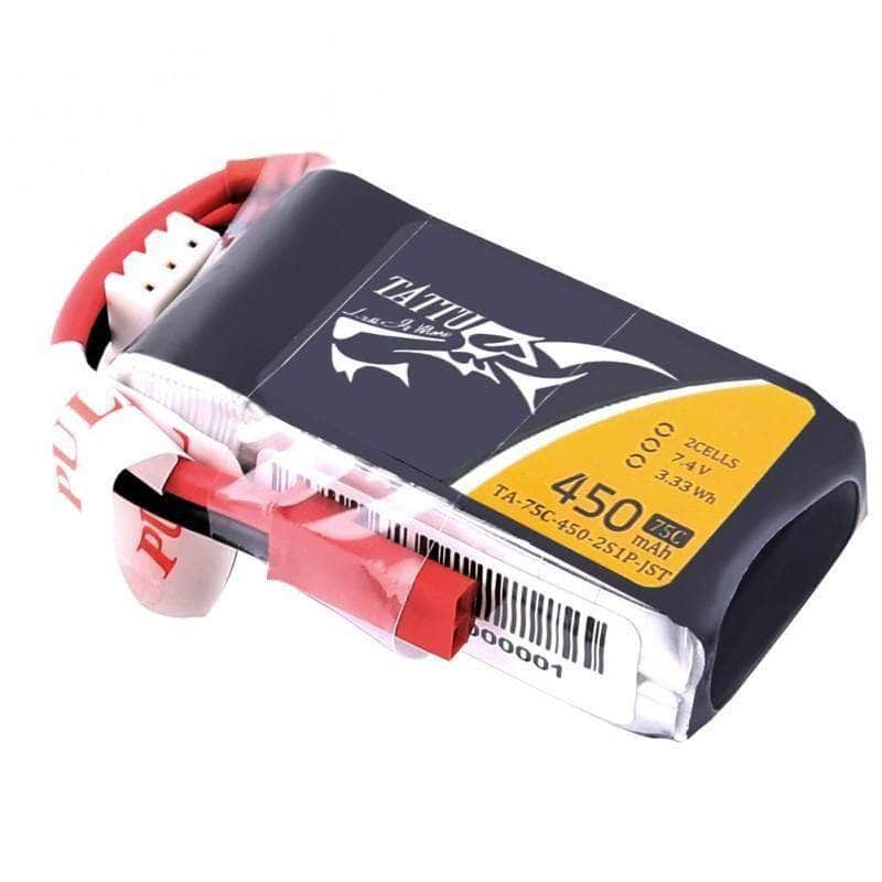 Tattu 7.4V 2S 450mAh 75C LiPo Micro Battery - JST-SYP or XT30 - RaceDayQuads