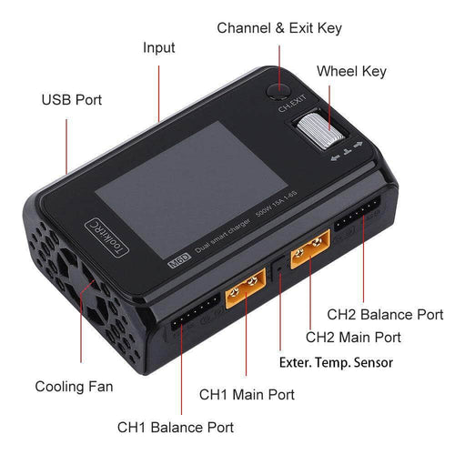 TOOLKITRC Charger ToolkitRC M6D 500W 15A 1-6S Dual Channel DC Smart Charger